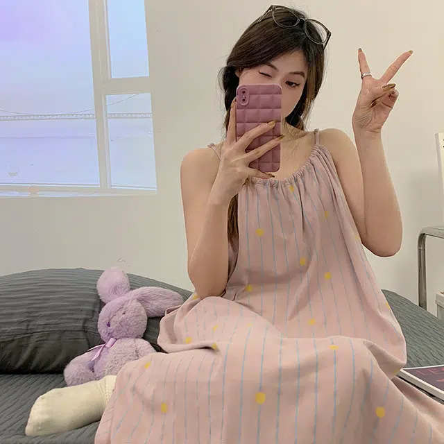 怀尔蔚 舒适薄款家居服可外穿无袖吊带睡裙 女款
