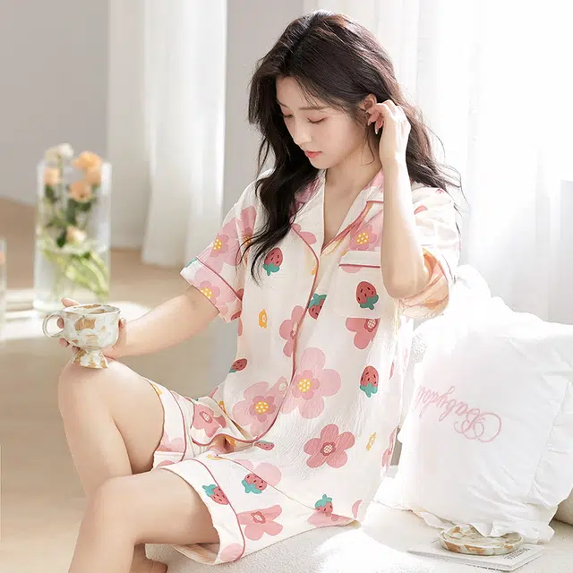 怀尔蔚 可外穿舒适薄款休闲时尚家居服睡衣套装 女款