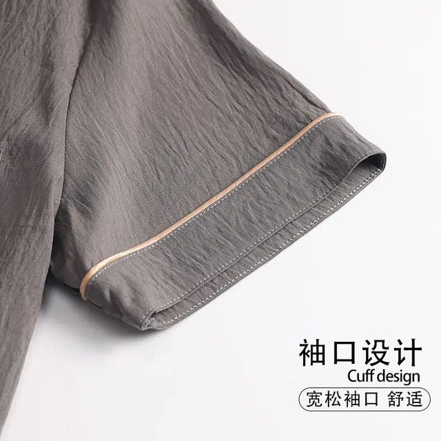 怀尔蔚 翻领开衫短袖舒适薄款家居服睡衣套装 男款