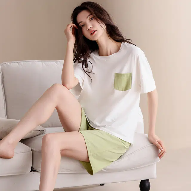 怀尔蔚 短袖舒适透气薄款睡衣套装 女款
