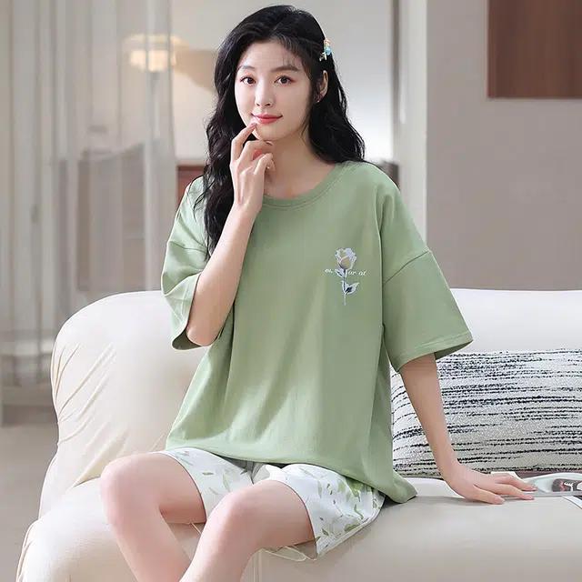 怀尔蔚 可外穿短袖短裤舒适薄款家居服睡衣套装 女款