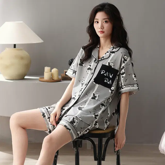 怀尔蔚 透气薄款短袖睡衣套装 女款