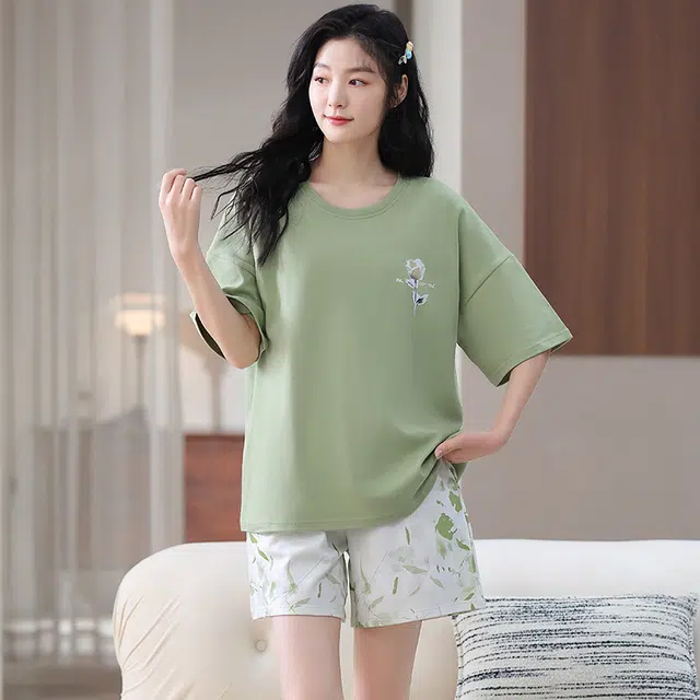 怀尔蔚 可外穿短袖短裤舒适薄款家居服睡衣套装 女款