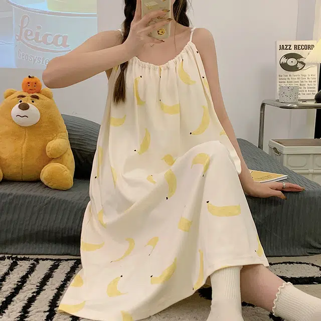怀尔蔚 亲肤可外穿舒适薄款无袖吊带家居服睡裙 女款