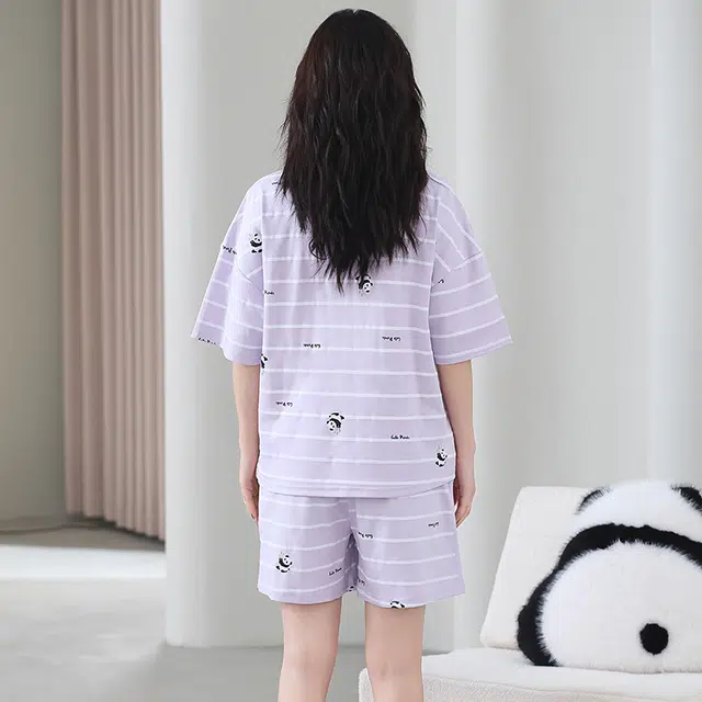 怀尔蔚 可外穿舒适短袖三分裤睡衣套装 女款