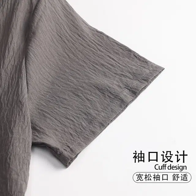 怀尔蔚 可外穿舒适薄款翻领字母短袖睡衣套装 男款