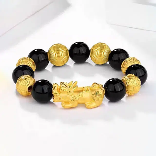 亨万福 貔貅 招财纳福吞金兽 六六大顺#好运 足金 按克计价 黄金手串 男款