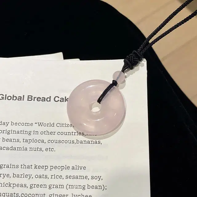 亨万福 平安扣平安纳福国风小众复古新中式好运天然 粉水晶 项链 男女同款情侣款