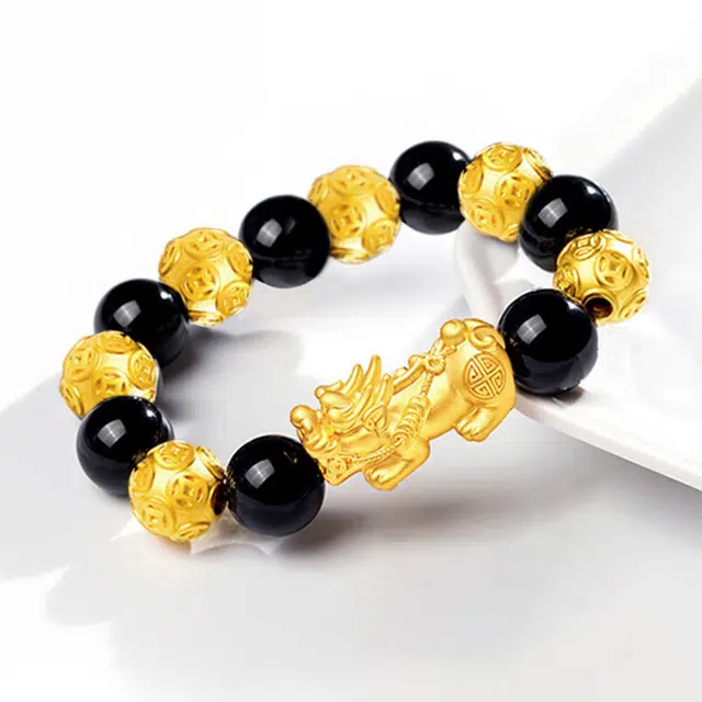 亨万福 貔貅 招财纳福吞金兽 六六大顺#好运 足金 按克计价 黄金手串 男款