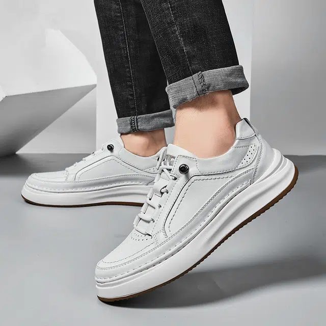 公牛雷霆 头层牛皮 百搭时尚通勤 耐磨防滑 低帮 板鞋 男款