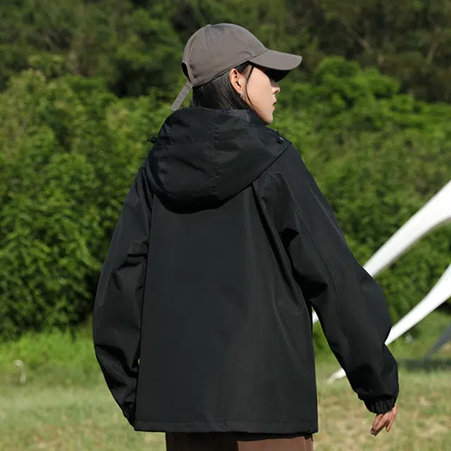 雅鹿  美式山系高街潮流印花户外夹克外套连帽纯色高级感休闲宽松  防水防风冲锋衣 男女同款