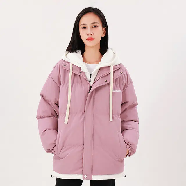 雅鹿 美式潮流基础款连帽加绒加厚保暖纯色休闲宽松户外防寒百搭高级感痞帅学院风氛围感棉服 男女同款
