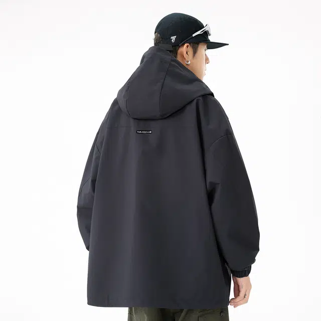 雅鹿 美式户外山系高街纯色户外连帽简约休闲宽松工装高级感夹克外套 男女同款