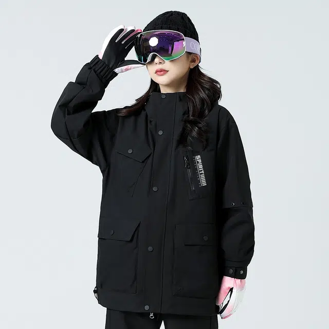 雅鹿  简约撞色拼接连帽防污休闲宽松保暖户外骑行徒步登山服  防水防风透气防泼水冲锋衣 男女同款
