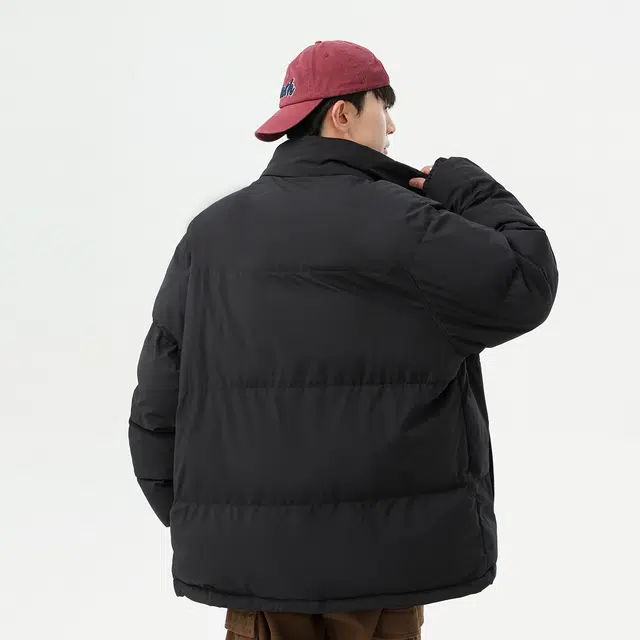 雅鹿 美式潮流基础款立领时尚加绒加厚保暖纯色休闲宽松户外防寒百搭高级感学院风氛围感棉服 男女同款