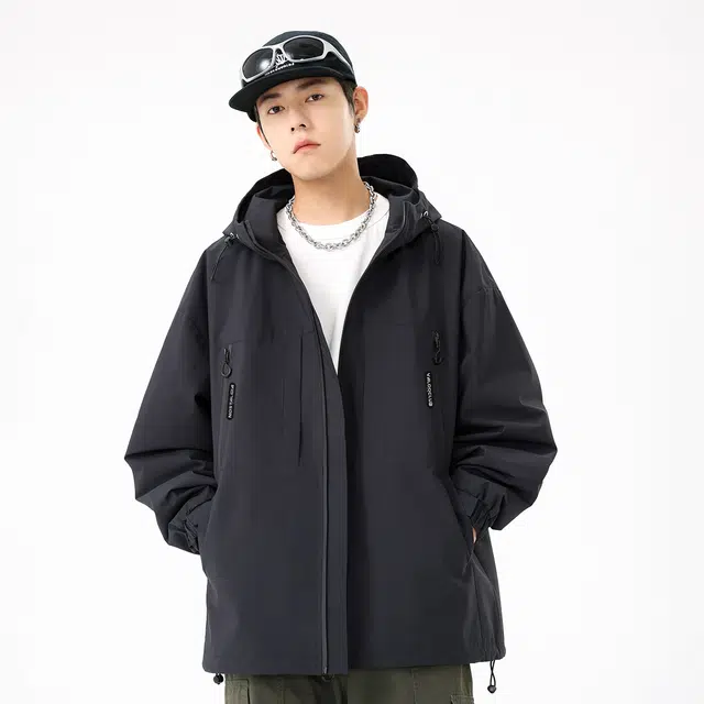 雅鹿 美式户外山系高街纯色户外连帽简约休闲宽松工装高级感夹克外套 男女同款