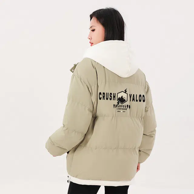 雅鹿 美式潮流基础款连帽加绒加厚保暖纯色休闲宽松户外防寒百搭高级感痞帅学院风氛围感棉服 男女同款
