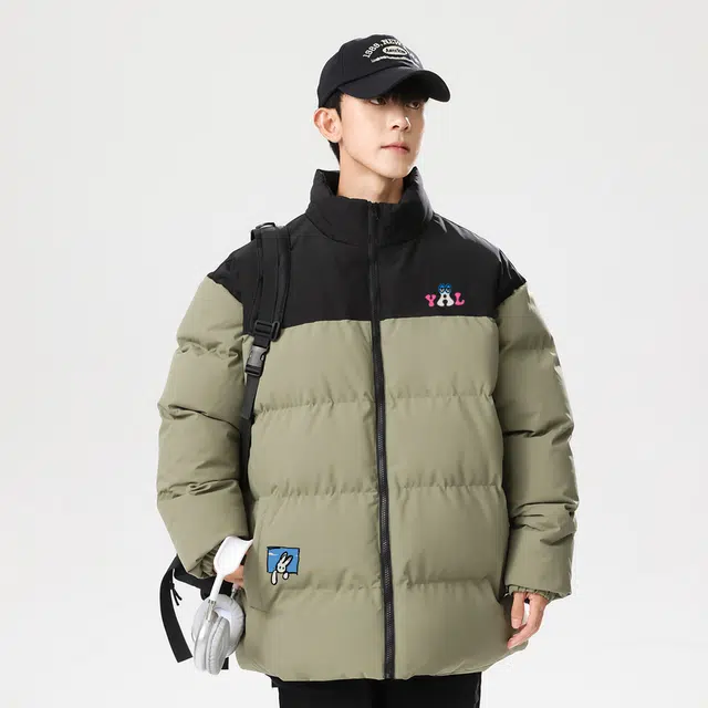 雅鹿 美式潮流基础款立领加绒加厚保暖纯色休闲宽松户外防寒百搭高级感学院风氛围感简约痞帅棉服 男女同款