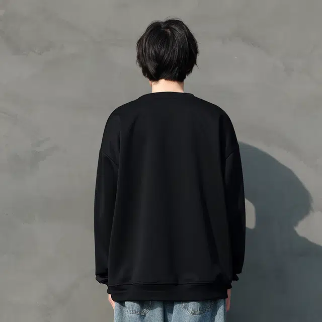 雅鹿 慵懒卡通字母涂鸦宽松休闲落肩套头圆领卫衣 男女同款
