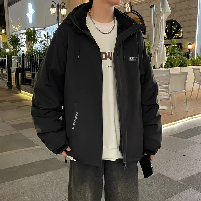 雅鹿  美式高街潮流字母印花户外山系三合一可拆卸内胆纯色高级感休闲宽松工装防污  防水防风冲锋衣 男女同款