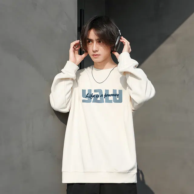 雅鹿 美式嘻哈字母印花宽松休闲圆领卫衣 男女同款