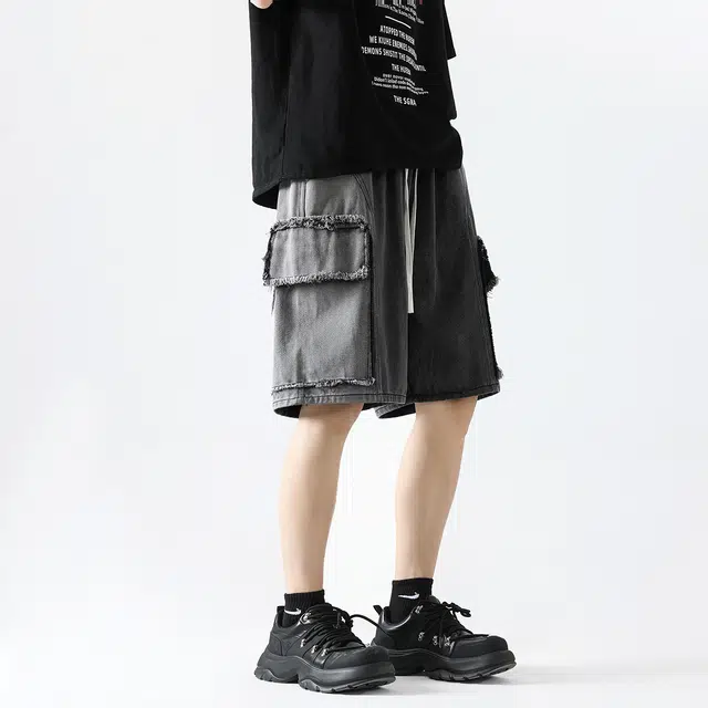 雅鹿 直筒系带纯色休闲短裤 男女同款