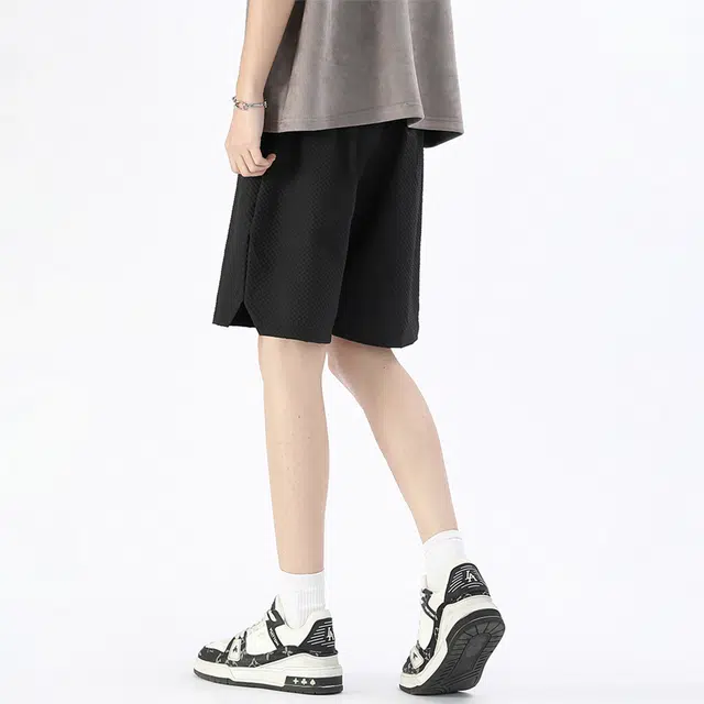 雅鹿 系带中腰蜘蛛字母印花休闲短裤 男女同款