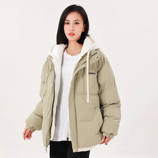 雅鹿 美式潮流基础款连帽加绒加厚保暖纯色休闲宽松户外防寒百搭高级感痞帅学院风氛围感棉服 男女同款