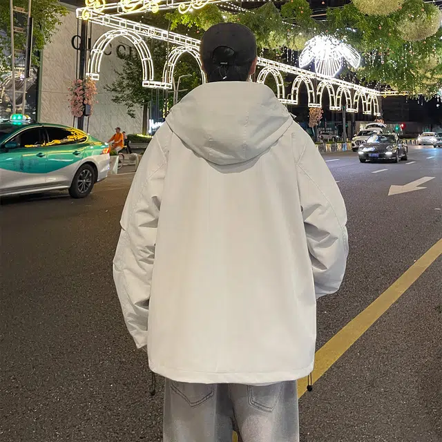 雅鹿  美式潮流高级感纯色户外连帽休闲宽松工装简约三合一可拆卸摇粒绒内胆  防水防风冲锋衣 男女同款