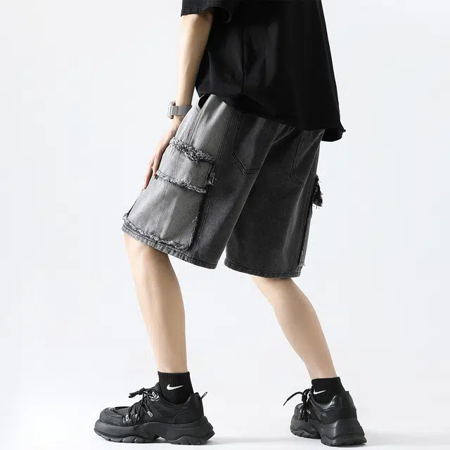 雅鹿 直筒系带纯色休闲短裤 男女同款