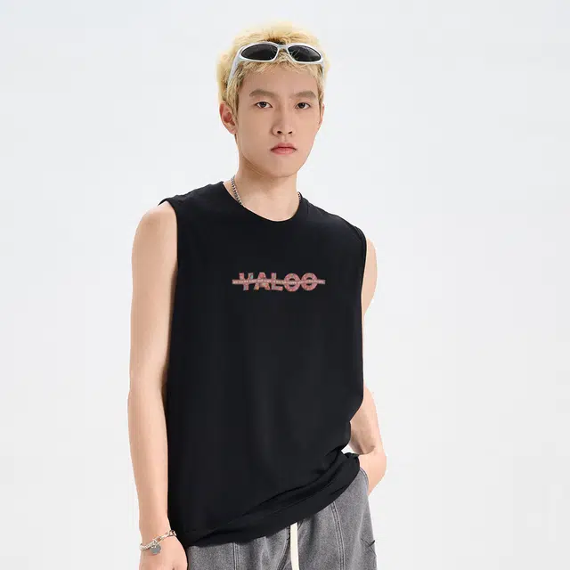 雅鹿 美式潮牌春夏款坎肩无袖纯棉针织圆领宽松舒适透气背心 男女同款
