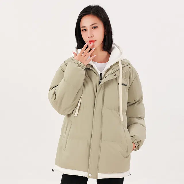 雅鹿 美式潮流基础款连帽加绒加厚保暖纯色休闲宽松户外防寒百搭高级感痞帅学院风氛围感棉服 男女同款