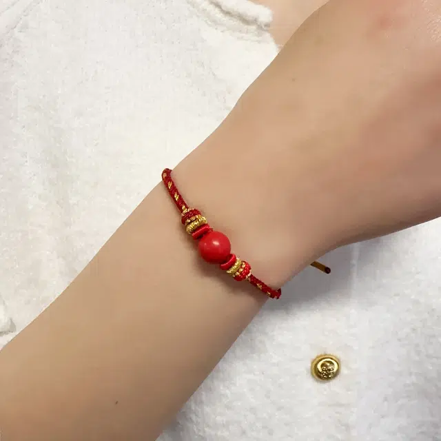 敦煌博物馆 编织红绳 再造辰砂朱砂 玉石手链 男女同款情侣款