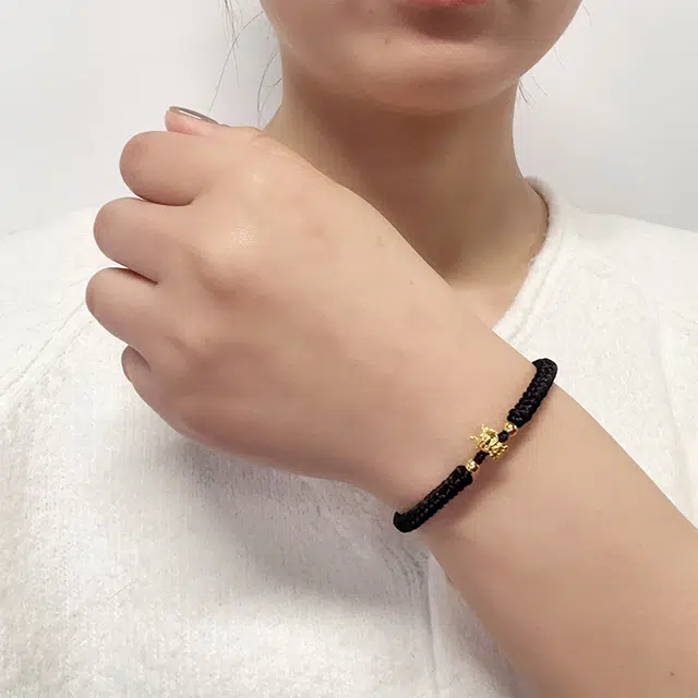 敦煌博物馆 有龙则灵编织 足金 一口价 黄金手链 男女同款情侣款