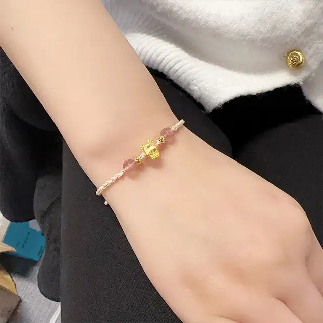 敦煌博物馆 小确幸金龙手绳 足金 一口价 黄金手链 女款