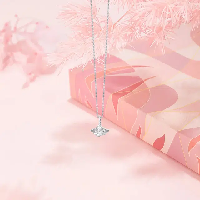 【纯银999 | 三生有杏】 六桂福珠宝 经典百搭小众设计高级感学生日常简约精致通勤轻奢极简约会温柔气质可调节锁骨链  足银 项链 女款