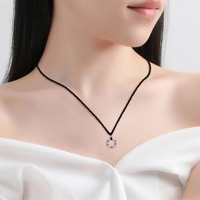 【纯银999 | 平安扣】 六桂福珠宝 经典百搭小众设计高级感日常简约精致轻奢通勤极简约会温柔气质可调节锁骨链#好运 足银 项链 女款