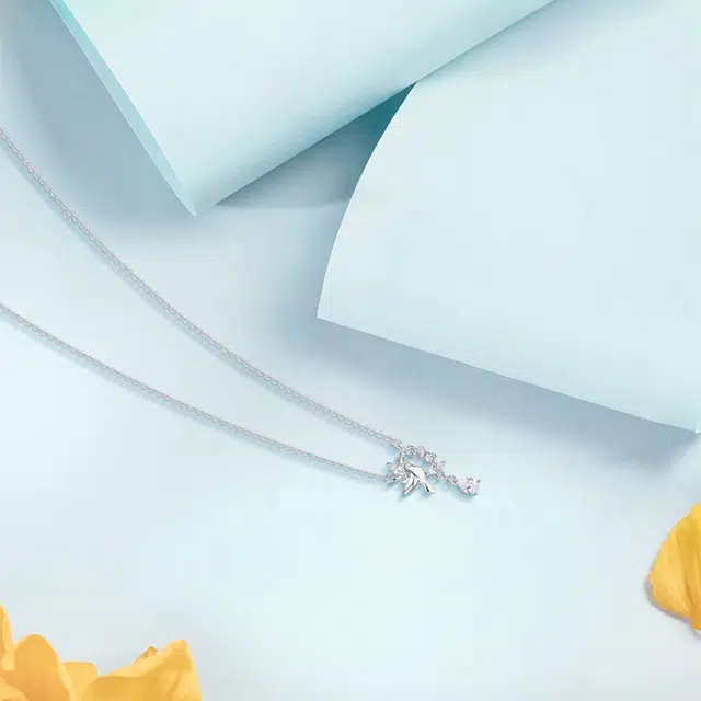 【纯银999 | 白鸽】 六桂福珠宝 小众设计经典百搭高级感学生日常简约精致轻奢通勤极简约会温柔气质可调节锁骨链 足银 项链 女款