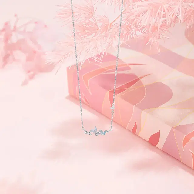 【纯银999】 六桂福珠宝 星光蝴蝶 小众设计经典百搭 日常简约高级感#好运 足银 项链 女款