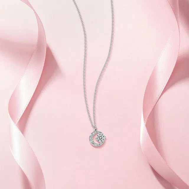 【纯银999】 六桂福珠宝 星月系列 经典百搭小众设计精致高级感简约学生日常时尚通勤轻奢约会温柔气质可调节锁骨链#好运 足银 项链 女款