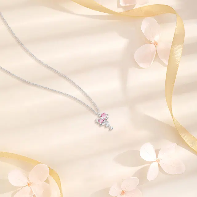 【纯银999】 六桂福珠宝 爱心 小众设计经典百搭学生日常简约高级感精致轻奢极简通勤温柔气质可调节锁骨链 足银 项链 女款