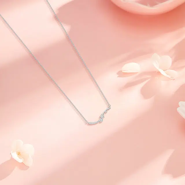【纯银999 | 星月系列】 六桂福珠宝 小众设计经典百搭高级感简约精致轻奢通勤极简约会温柔气质可调节锁骨链 足银 项链 女款