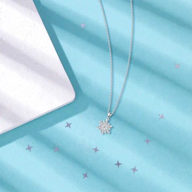 【纯银999 | 雪花】 六桂福珠宝 经典百搭小众设计极简轻奢约会高级感日常精致简约通勤温柔气质可调节锁骨链 足银 项链 女款