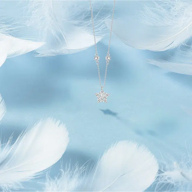 【纯银999】 六桂福珠宝 星光闪耀 小众设计经典百搭学生日常高级感简约精致轻奢转运约会通勤温柔气质可调节 足银 项链 女款