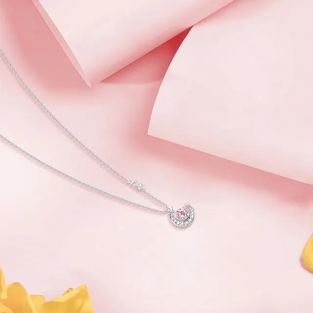 【纯银999】 六桂福珠宝 星月系列 小众设计经典百搭学生日常简约高级感精致轻奢极简通勤温柔气质可调节锁骨链#好运 足银 项链 女款