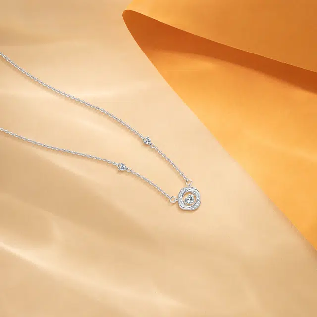 【纯银999】 六桂福珠宝 莫比乌斯 小众设计百搭经典高级感学生日常精致简约轻奢转运约会通勤温柔气质可调节锁骨链 足银 项链 女款