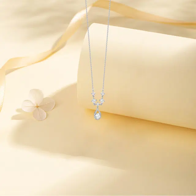 【纯银999 | 海洋之心】 六桂福珠宝 小众设计经典百搭学生日常高级感简约平安精致轻奢通勤约会温柔气质可调节锁骨链 足银 项链 女款