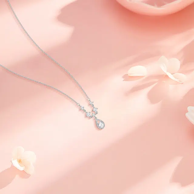 【纯银999 | 海洋之心】 六桂福珠宝 小众设计经典百搭学生日常高级感简约平安精致轻奢通勤约会温柔气质可调节锁骨链 足银 项链 女款