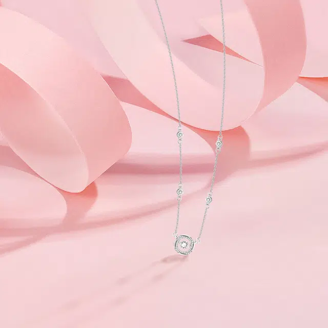 【纯银999】 六桂福珠宝 莫比乌斯 小众设计经典百搭学生日常简约高级感精致轻奢极简通勤温柔气质可调节锁骨链 足银 项链 女款