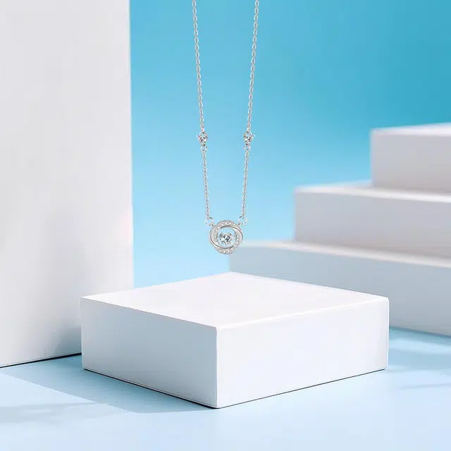 【纯银999】 六桂福珠宝 莫比乌斯 小众设计百搭经典高级感学生日常精致简约轻奢转运约会通勤温柔气质可调节锁骨链 足银 项链 女款